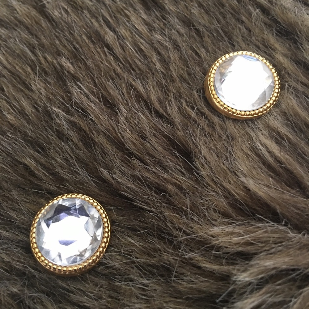 Vintage 80s set of two faceted glass button covers